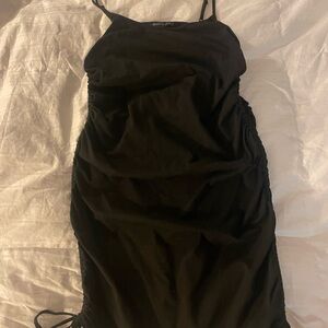 Kendall & Kylie Black Cotton Ruched Dress